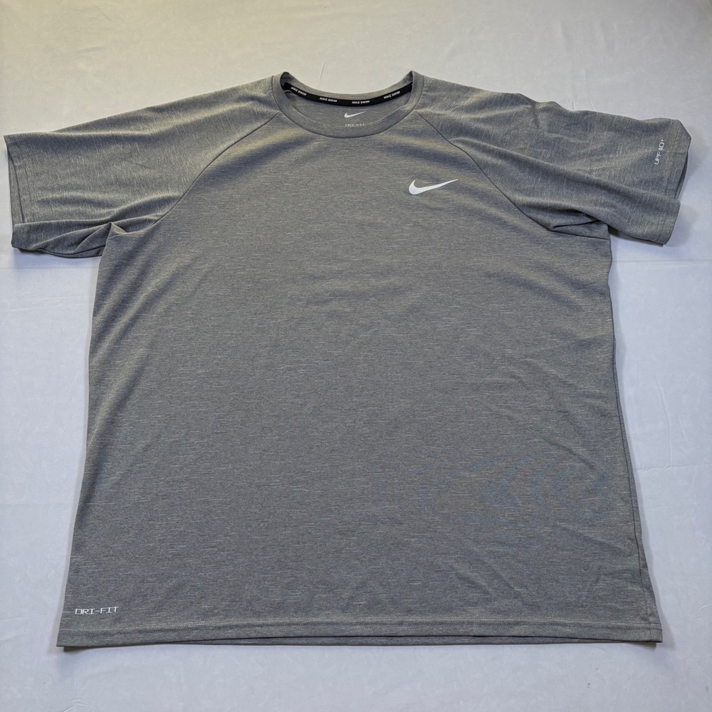 Nike Swim Dri-FIT Mens XL Heather Grey UPF 40+ Performance Rash Guard Shirt